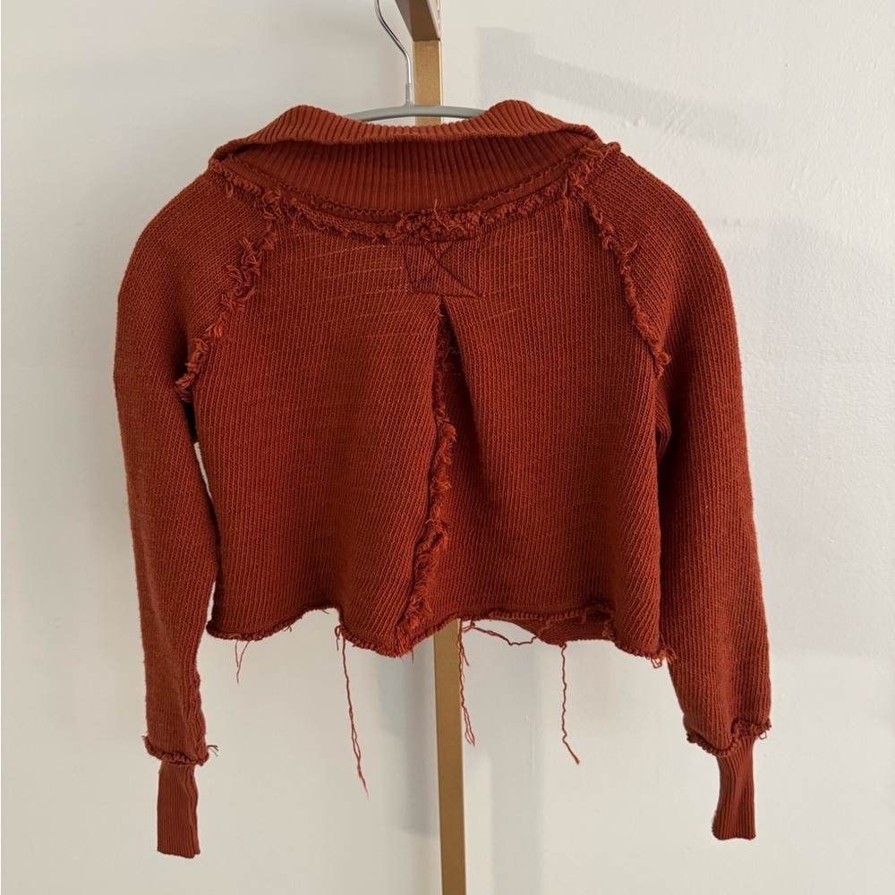 FP We The Free Rust Orange Distressed Sweater - Picture 3 of 3